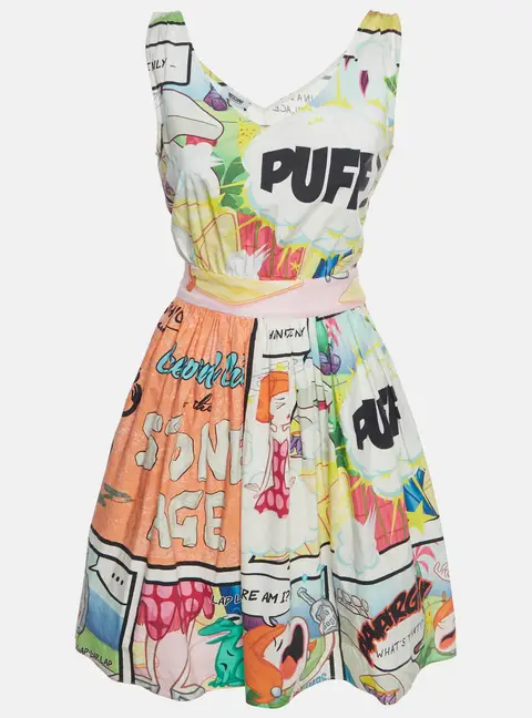 Moschino Multicolor Printed Cotton Sleeveless Dress S