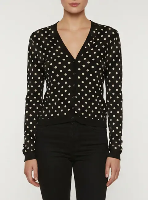 Moschino Black Polka Dot Knit Sweater Vest and Cardigan Set S/M