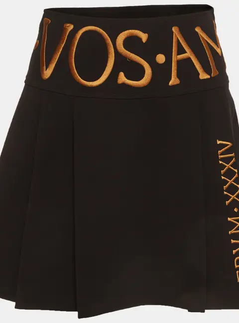 Moschino Couture Black Embroidered Pleated Mini Skirt S