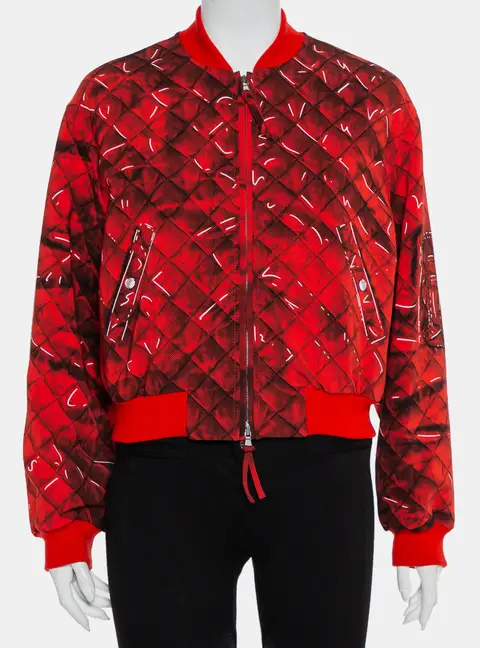Moschino Couture Red Trompe-L'oeil Printed Bomber Jacket M