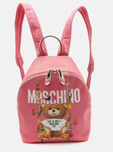 Moschino This Is Not A Moschino Toy Pink Coated Canvas Backpack