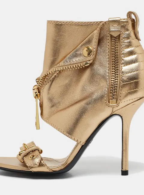Moschino Gold Leather Stiletto High Heel Sandals Size 36