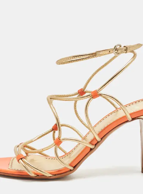 Moschino Size 36 Gold Leather Strappy Sandals