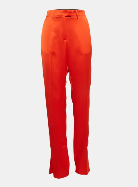 MSGM Orange Satin Straight Cut Trousers L