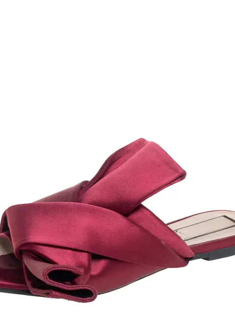 N21 Burgundy Satin Knotted Flats Size 36