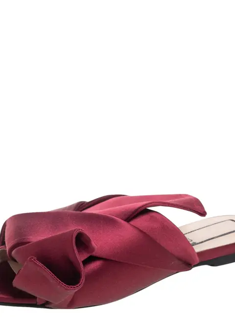 N&ordm;21 Burgundy Satin Knot Flat Slides Size 36