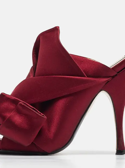 N&ordm;21 Burgundy Satin Knotted Bow Mules Size 35
