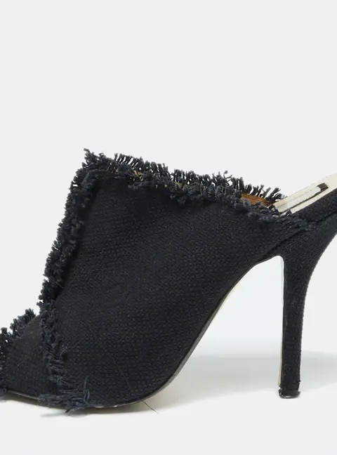 N21 Navy Blue Canvas Open Toe Slide Mules Size 40