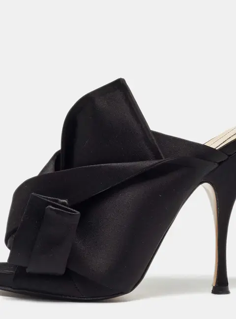 N21 Black Satin Raso Knot Open Toe Mules Size 40