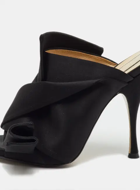 N21 Black Satin Raso Knot Peep Toe Mules Size 39