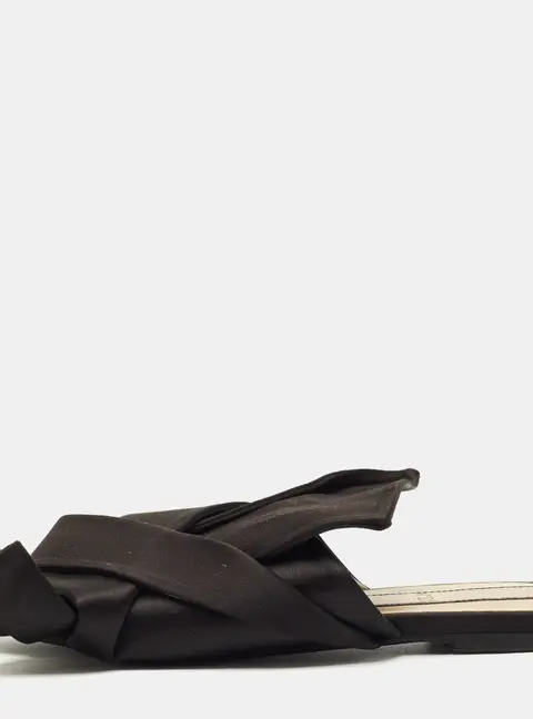 N21 Black Satin Knot Slide Sandals Size 39