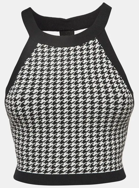 Nagnata Black Houndstooth Strap Back Crop Top M