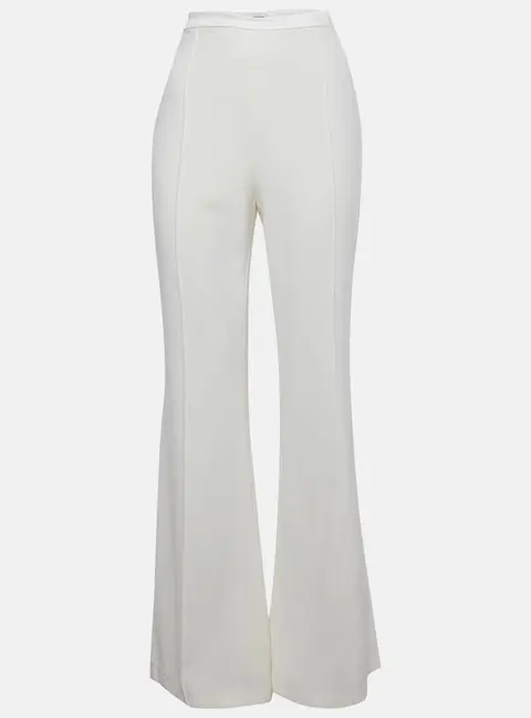 Nadine Merabi White Sateen High Rise Trousers S/M
