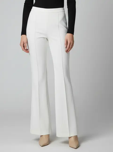 Nadine Merabi White Sateen High Rise Trousers S