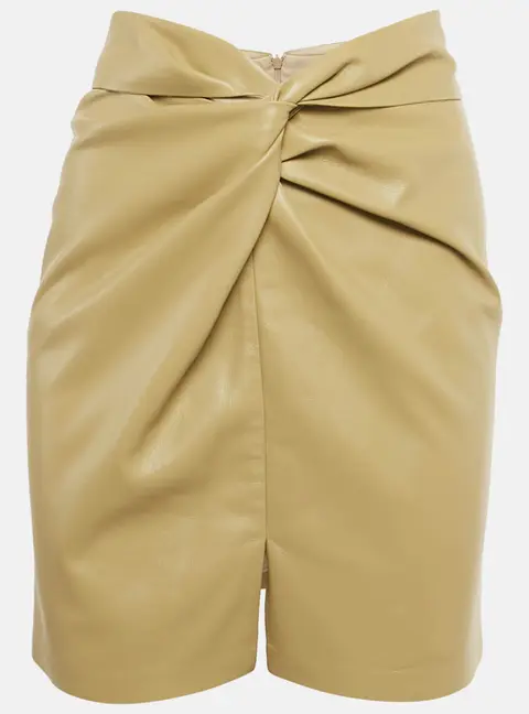 Nanushka Beige Vegan Leather Sarong Mini Skirt XS