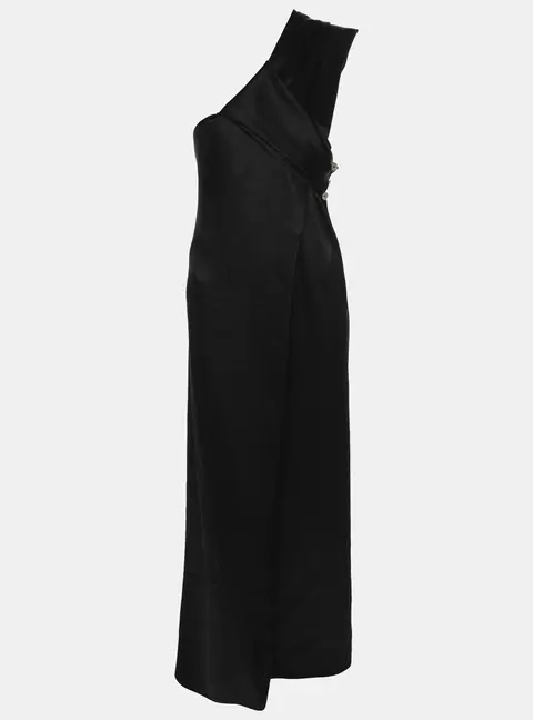 Nanushka Black Satin Twisted Neck Dress S