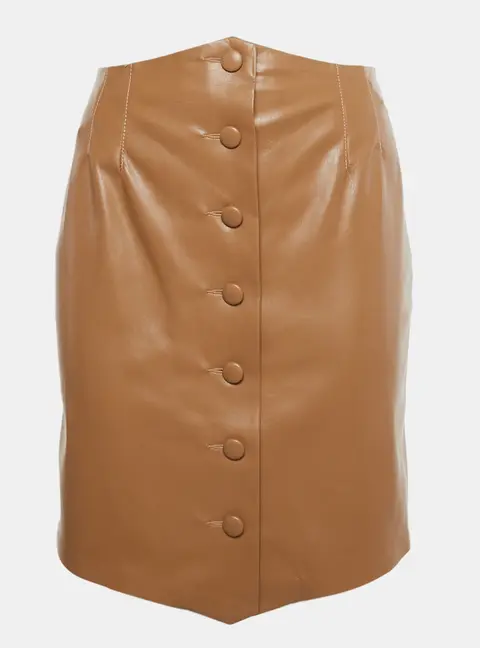Nanushka Beige Faux Leather Mini Skirt S