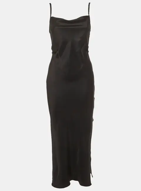 Nanushka Black Satin Cowl Neck Fiore Midi Dress M