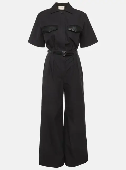 Nanushka Fabienne Black Cotton Wide Leg Jumpsuit S