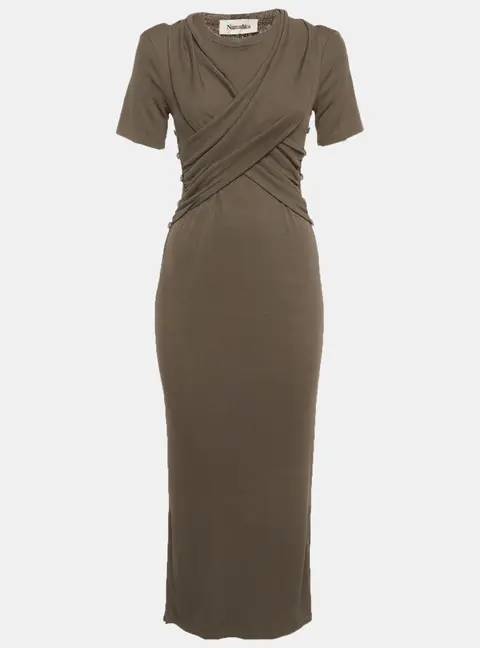 Nanushka Grey Jersey Belted Jannet Midi Dress M