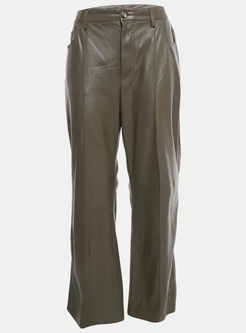 Nanushka Brown Faux Leather Wide Leg Trousers XL