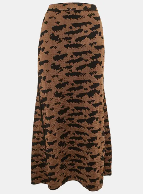 Nanushka Brown /Black Patterned Knit Maxi Skirt S