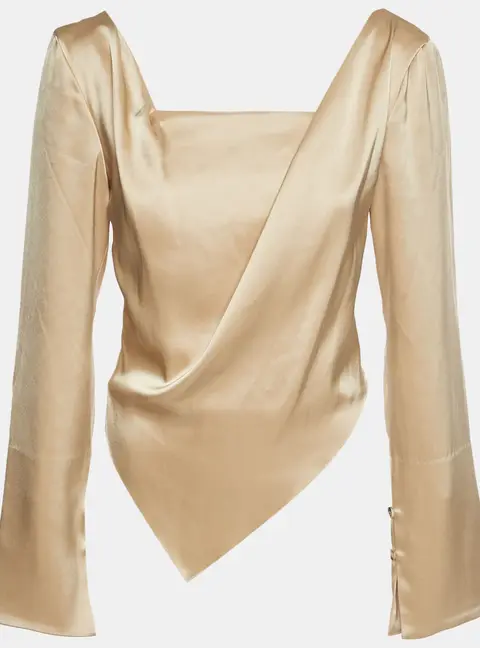 Nanushka Beige Satin Asymmetrical Bintou Blouse M
