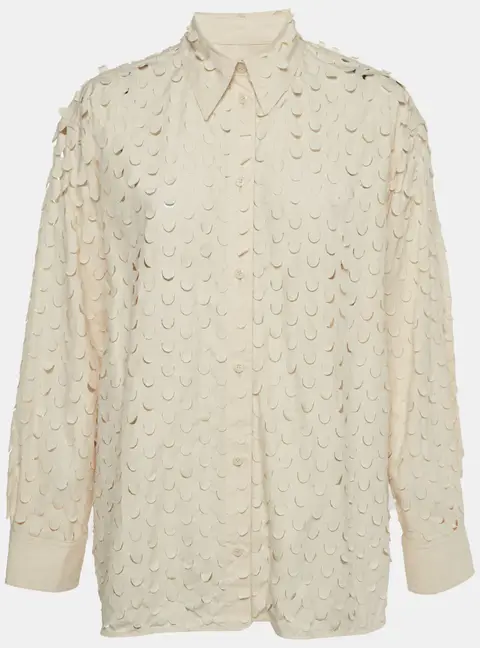 Nanushka Cream  Cotton Cut-Out Oversized Shirt S