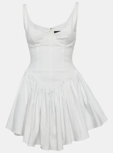 NBD White Stretch Crepe Corset Mini Dress XS