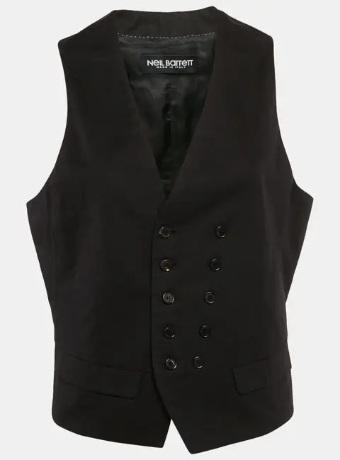 Neil Barrett Black Cotton Blend Single Breasted Button Detail Vest L