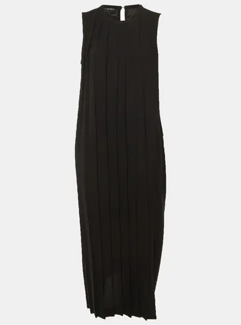 Neil Barrett Black Pleated Crepe Maxi Dress L