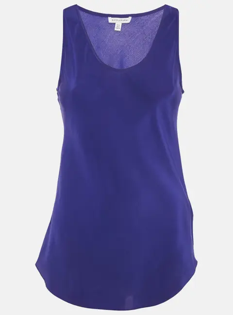 Nicolefarhi Blue Silk Sleeveless Top S