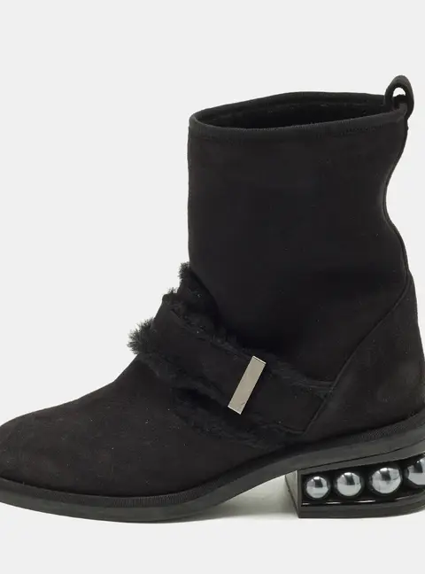 Nicholas Kirkwood Casati Size 37 Black Suede Ankle Length Boots