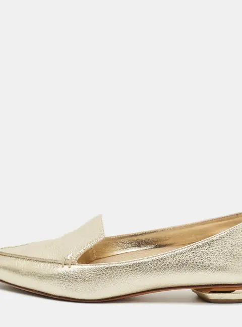 Nicholas Kirkwood Beya Size 38.5 Metallic Gold Leather Smoking Slippers
