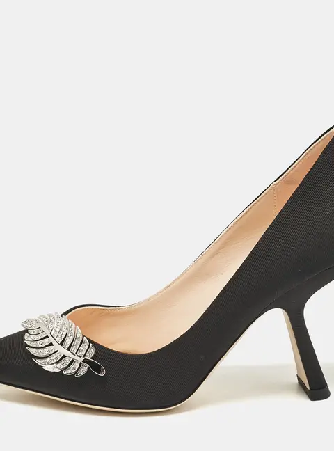 Nicholas Kirkwood Black Grosgrain Monstera Pumps Size 40