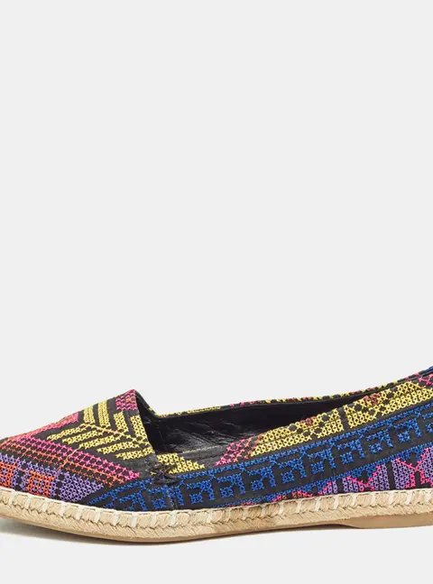 Nicholas Kirkwood Multicolor Canvas Embroidered Mexican Pointed Toe Espadrilles Size 37