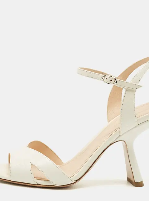 Nicholas Kirkwood Lexi Size 40 White Croc Embossed Leather Ankle Strap Sandals