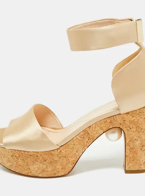 Nicholas Kirkwood Beige Satin Platform Sandals Size 41