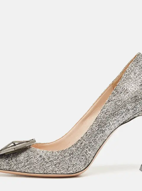 Nicholas Kirkwood Grey Tweed Hexagon Pointed Toe Pumps Size 38