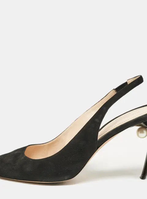 Nicholas Kirkwood Black Suede Mia Slingback Pumps Size 39