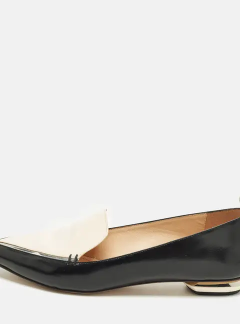 Nicholas Kirkwood Beya Size 38.5 Black/Cream Leather Smoking Slippers
