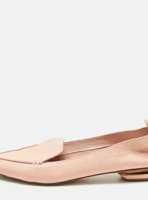 Nicholas Kirkwood Peach Leather Beya Pointed Toe Loafers Size 40.5