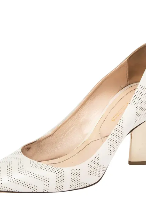 Nicholas Kirkwood White Perforated Leather Briona Prism Pumps Size 36.5