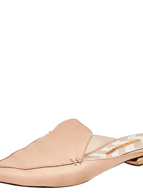 Nicholas Kirkwood Cream Leather Pointed Toe Beya Flat Mule Sandals Size 39.5