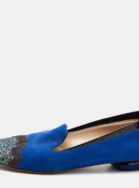 Nicholas Kirkwood Size 38 Multicolor Glitter, Patent Leather and Suede Smoking Slippers