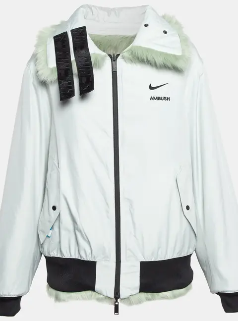 Nike x Ambush Jade Green Faux Fur Reversible Jacket L