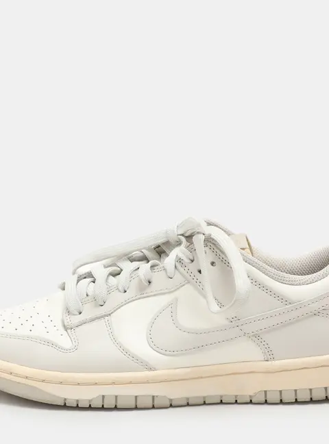 Nike Grey/White Leather "Sail Light Bone" Dunk Low Top Sneakers Size 40