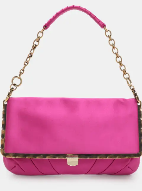 Nina Ricci Pink Satin Baguette Frame Bag