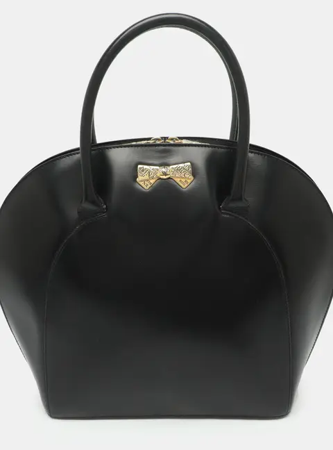 Nina Ricci Black Leather Vintage Bow Dome Satchel