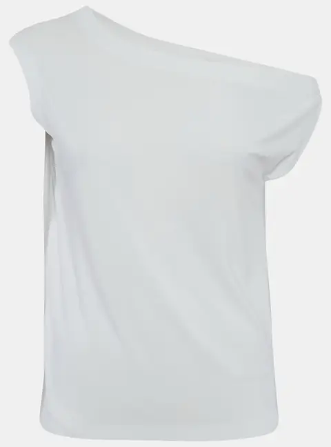 Norma Kamali White Jersey Drop-Shoulder Top XS